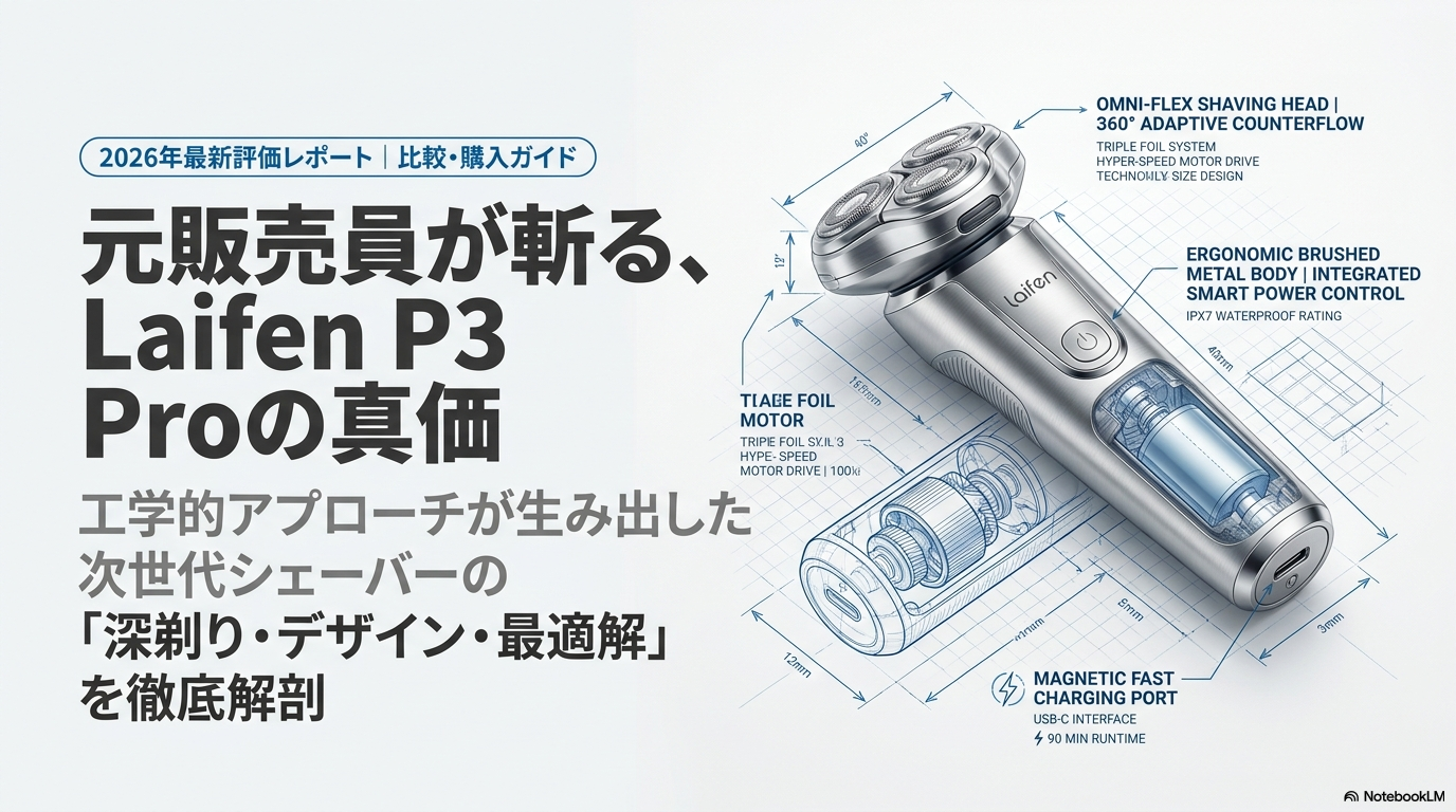 Laifen P3 Proシェーバーのレビューイメージ｜CNC削り出しアルミボディと深剃り性能を元販売員が評価