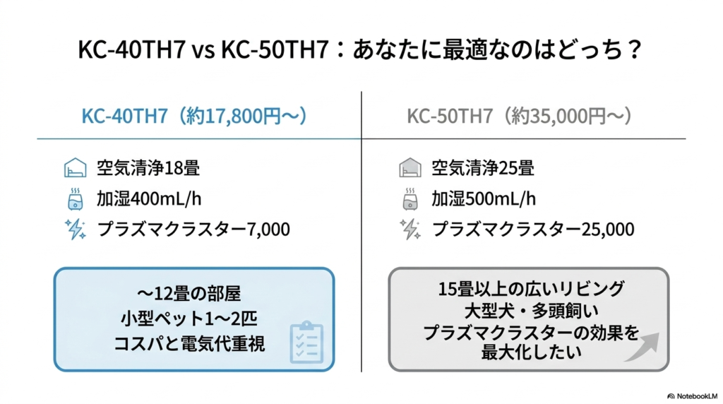 KC-40TH7 vs KC-50TH7｜どちらを選ぶべきかの画像